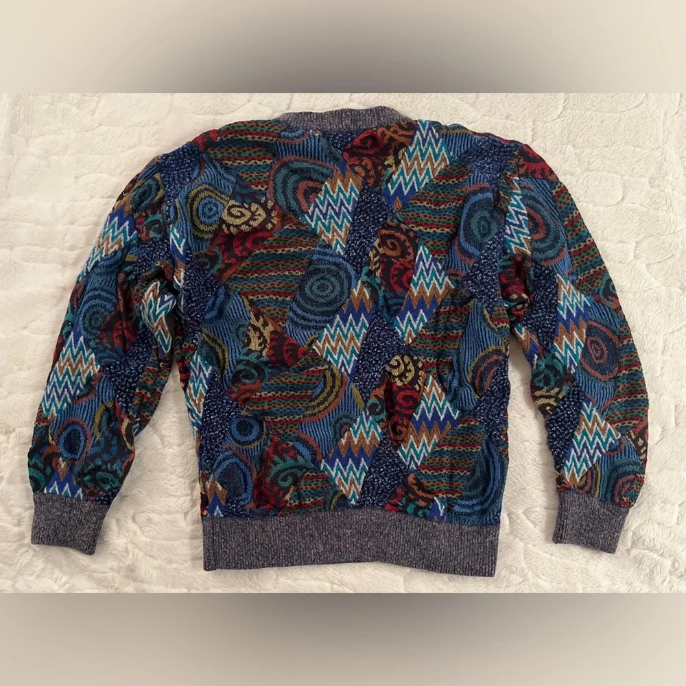 80's Missoni Patchwork Multi Color Amazing Crew Neck Wool Sweater size S. Rare🔥